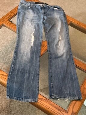 Grane Distressed Light Blue Flare Jeans